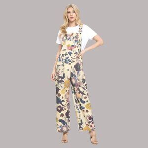Floral Wide-Leg Bib Overalls By White Stuff With Adjustable Straps & Pocket Desi